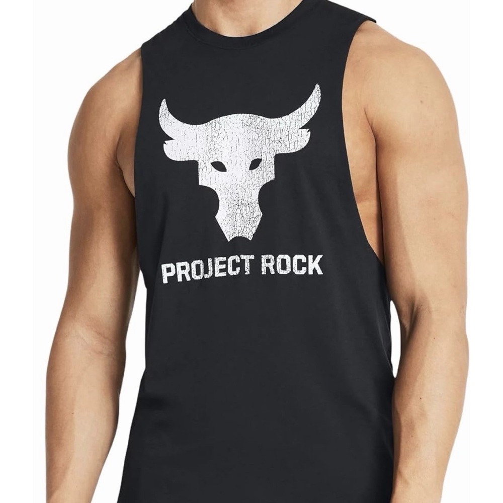 Under Armour Project Rock Brahma Bull 1373787 004 Men's M Black Tank NWT Workout
